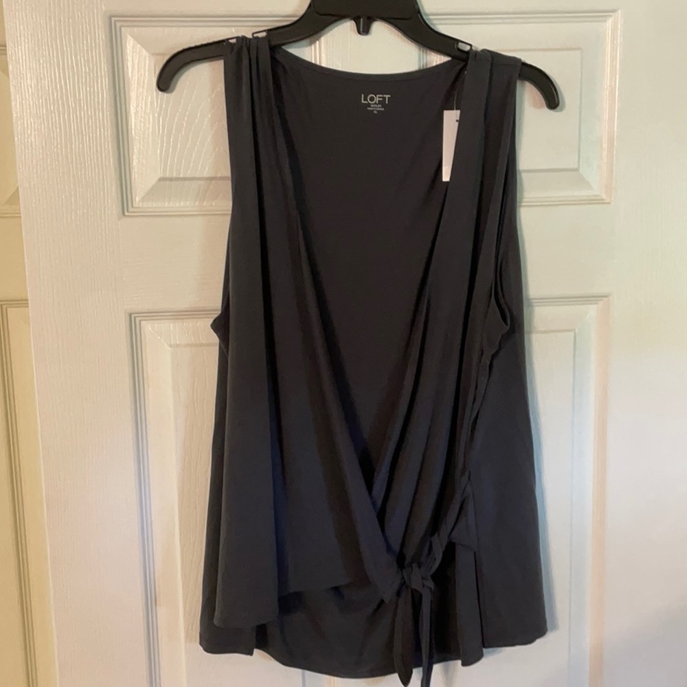 Dark gray Loft Outlet wraparound sleeveless blouse